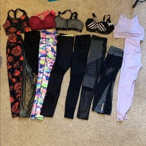 8 pairs name brand leggings
5 high end sports bras